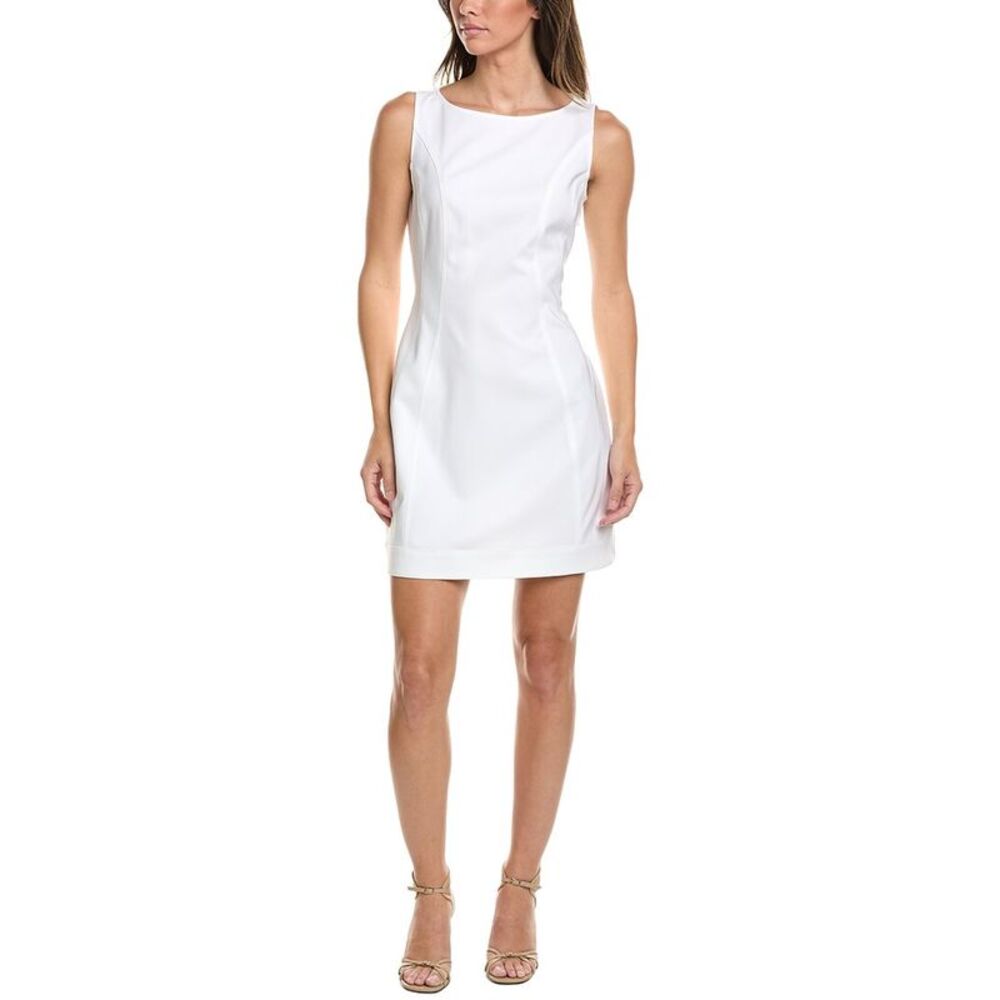 Kenneth Cole Womens  Boatneck Sculpted Mini Dress, White